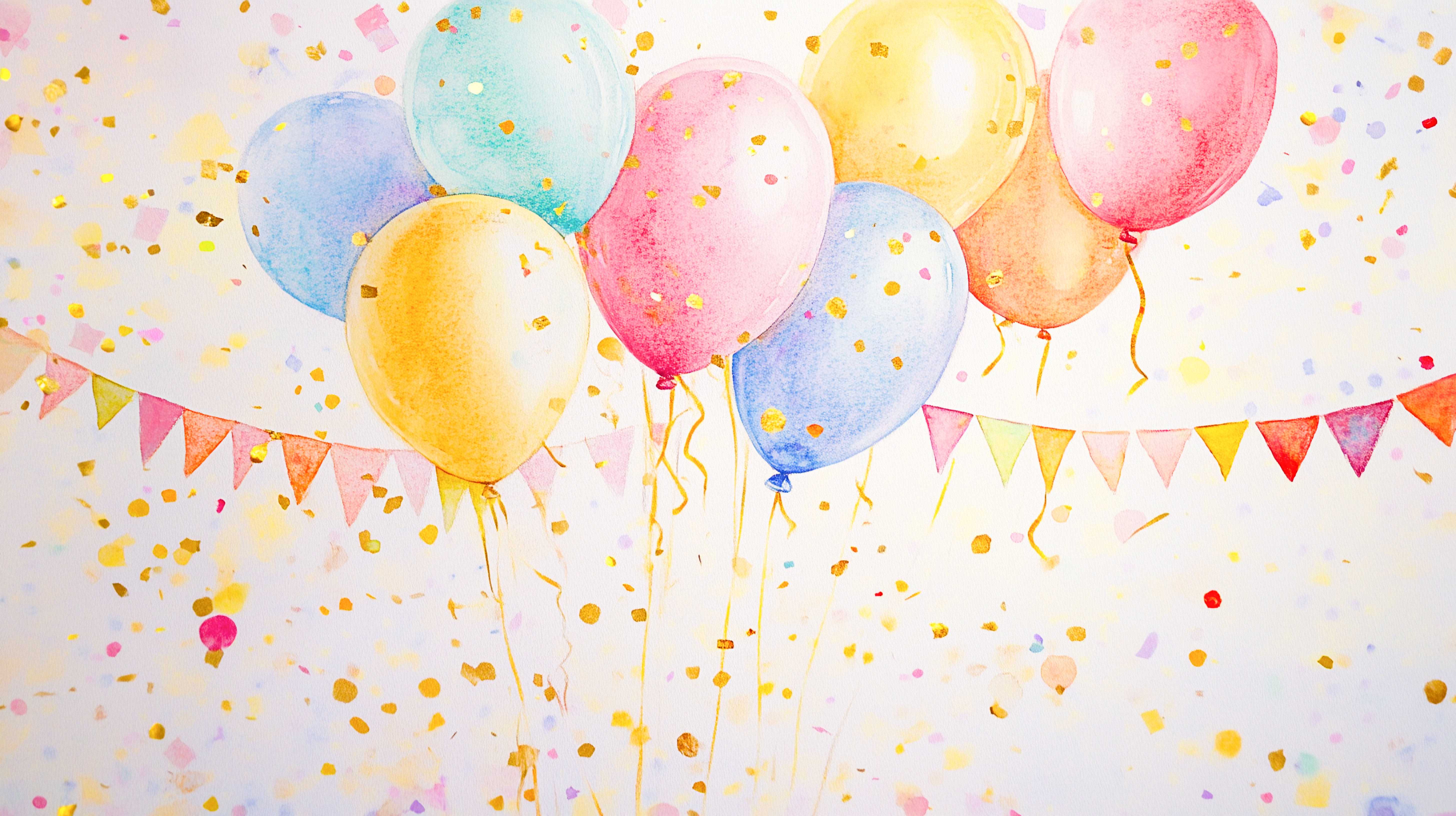 multi-color balloons with confetti