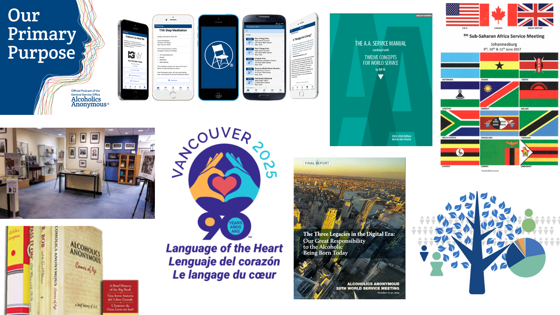 collage of various images that represent AA services