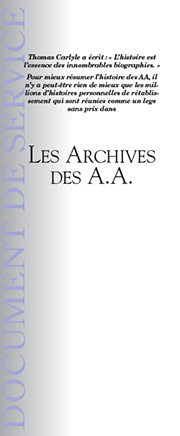 Couverture de la brochure AA: Les Archives des AA