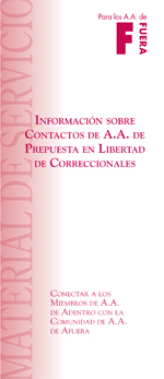 Portada del folleto de AA: Información sobre Contactos de A.A. de Prepuesta en Libertad de Correccionales - Afuera