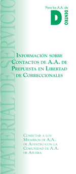 Portada del folleto de AA: Información sobre Contactos de A.A. de Prepuesta en Libertad de Correccionales - Adentro