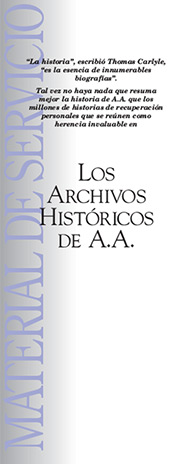 Portada del folleto de AA: Los Archivos Históricos de A.A.