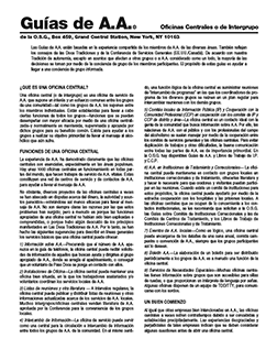 Primera página de las Guías de A.A. acerca de Oficinas Centrales o de Intergrupo